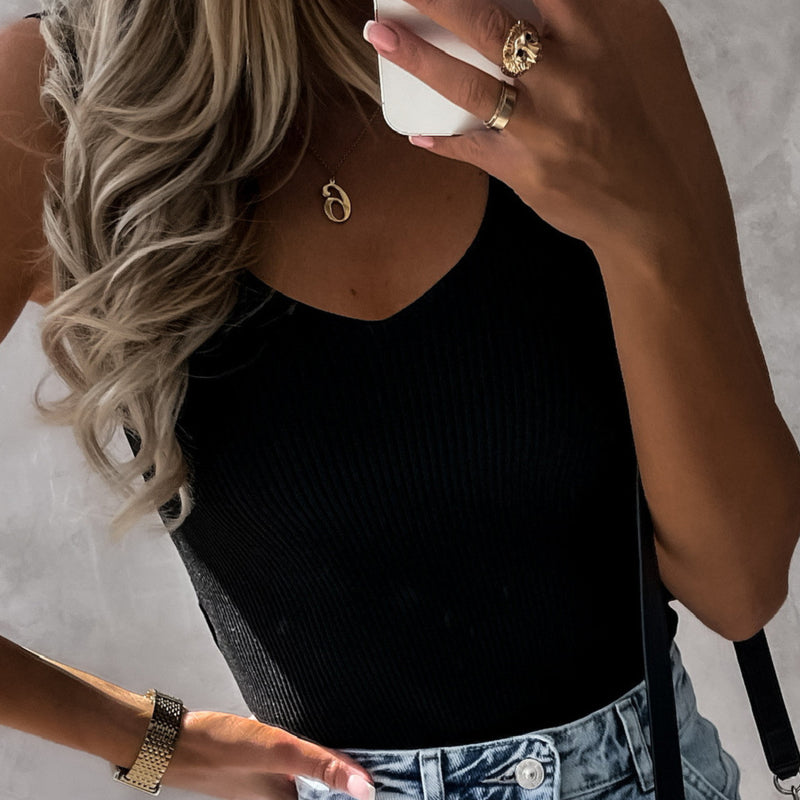 Hot Sale V Neck Camisole Women Summer Ice Silk Knitted Slim Fit Ladies