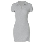 Short Sleeve Slit Sexy Mini Dress