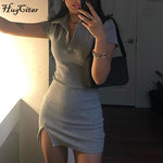 Short Sleeve Slit Sexy Mini Dress