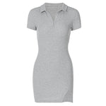 Short Sleeve Slit Sexy Mini Dress