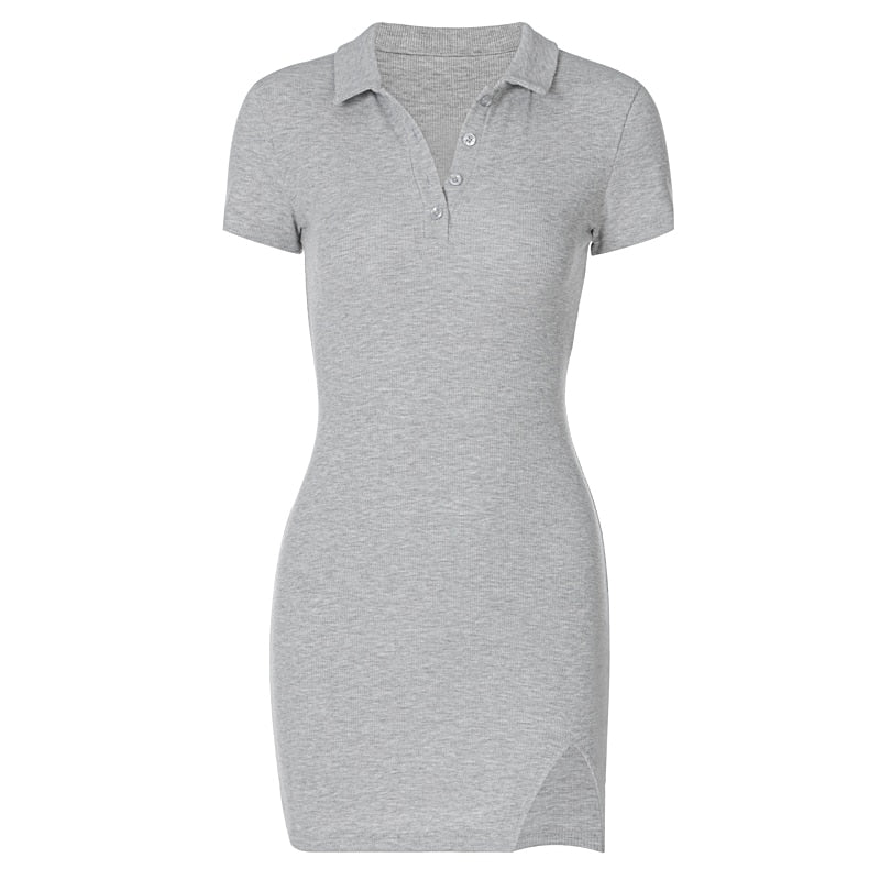 Short Sleeve Slit Sexy Mini Dress