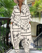 Letter Print Buttoned Pocket Design Casual Jumpsuit