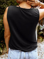 Letter Print Sleeveless T shirt Whiskey Sweet As Strawberry Wine