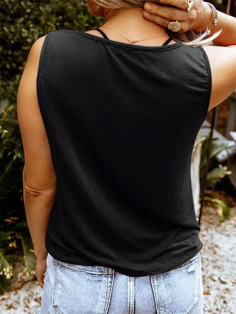 Letter Print Sleeveless T shirt Whiskey Sweet As Strawberry Wine