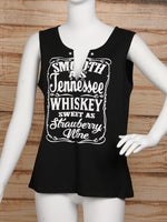 Letter Print Sleeveless T shirt Whiskey Sweet As Strawberry Wine