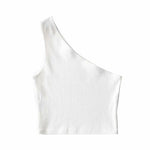One Shoulder Cropped Tanks Top Women Summer Sleeveless Tanks Camis