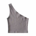 One Shoulder Cropped Tanks Top Women Summer Sleeveless Tanks Camis