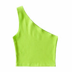 One Shoulder Cropped Tanks Top Women Summer Sleeveless Tanks Camis