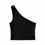 One Shoulder Cropped Tanks Top Women Summer Sleeveless Tanks Camis