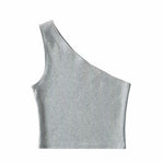 One Shoulder Cropped Tanks Top Women Summer Sleeveless Tanks Camis