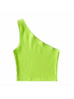 One Shoulder Cropped Tanks Top Women Summer Sleeveless Tanks Camis