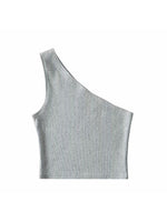 One Shoulder Cropped Tanks Top Women Summer Sleeveless Tanks Camis