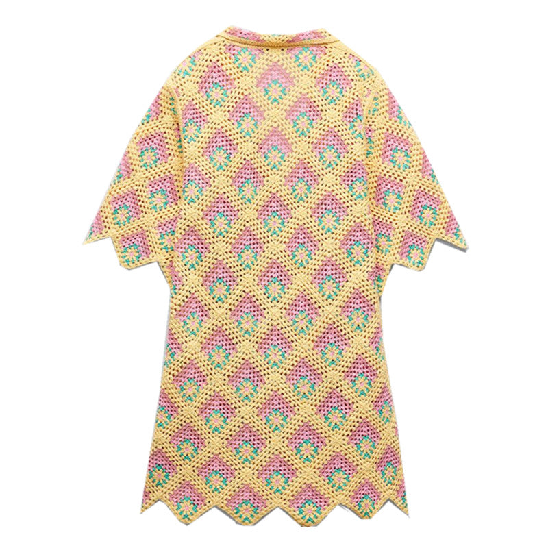 Women's Openwork Diamond Pattern Crochet