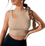 Rib Knit Women's Tank Top Summer Casual Basic Skinny Vest Cut Out