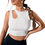 Rib Knit Women's Tank Top Summer Casual Basic Skinny Vest Cut Out
