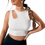 Rib Knit Women's Tank Top Summer Casual Basic Skinny Vest Cut Out