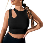 Rib Knit Women's Tank Top Summer Casual Basic Skinny Vest Cut Out