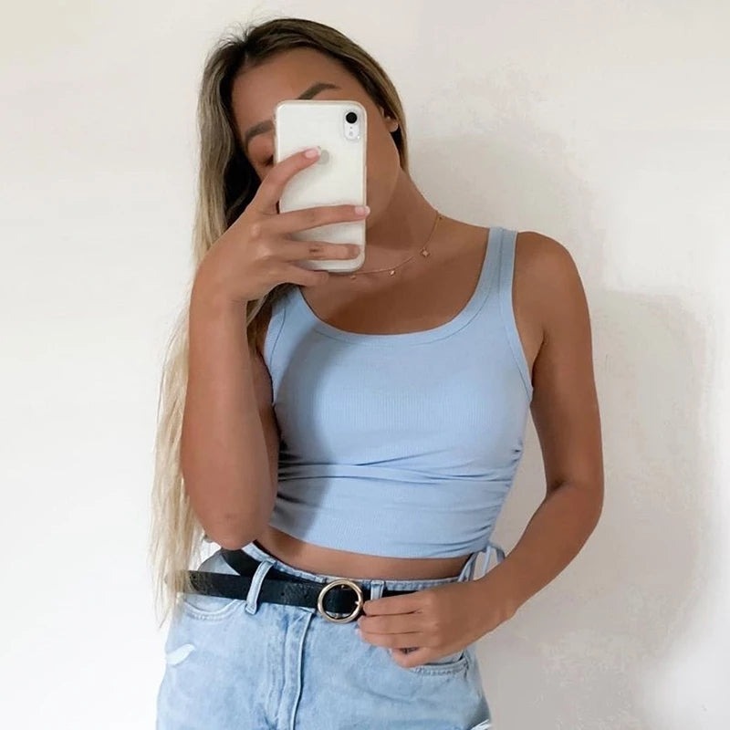 Ruched Sleeveless Tank Top