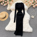 Korean Knitted Dress Long Sleeve