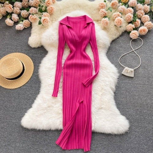 Korean Knitted Dress Long Sleeve