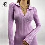 Korean Knitted Dress Long Sleeve