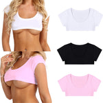 Sexy Summer Women Party Tank Tops Cropped Short Sleeve Cotton Crop