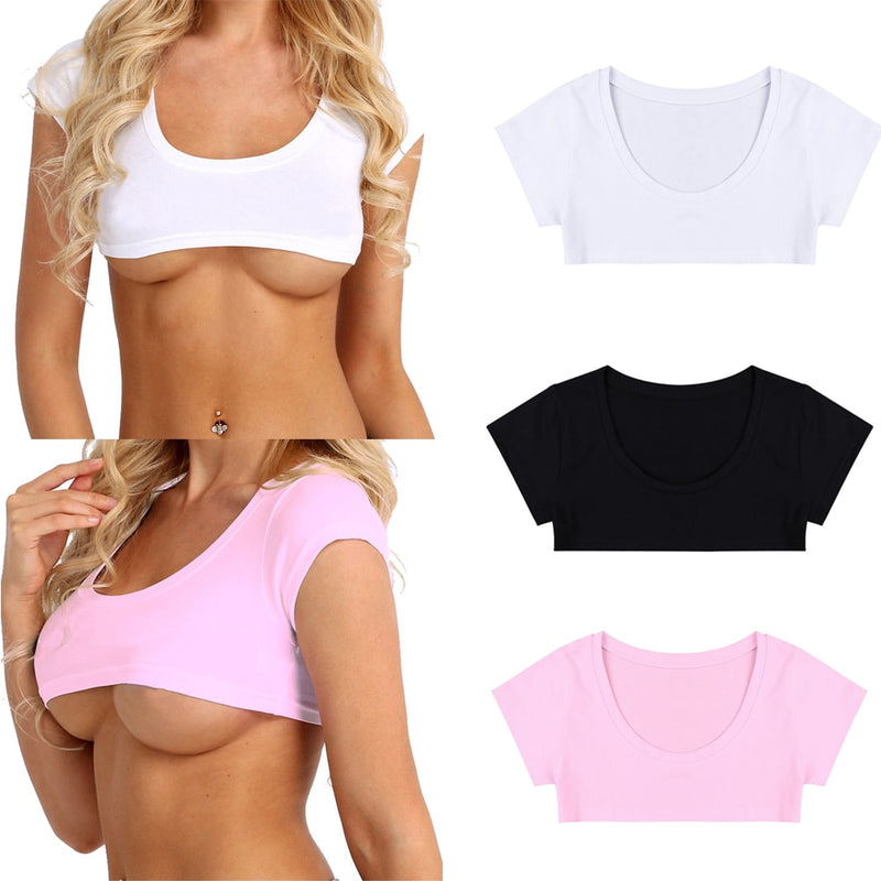 Sexy Summer Women Party Tank Tops Cropped Short Sleeve Cotton Crop