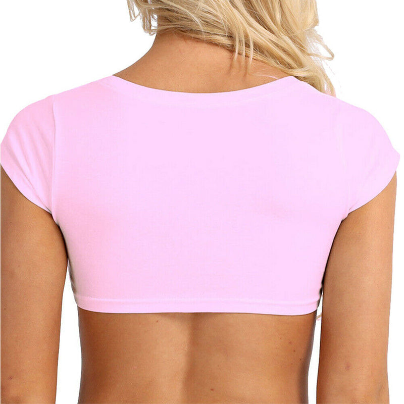 Sexy Summer Women Party Tank Tops Cropped Short Sleeve Cotton Crop