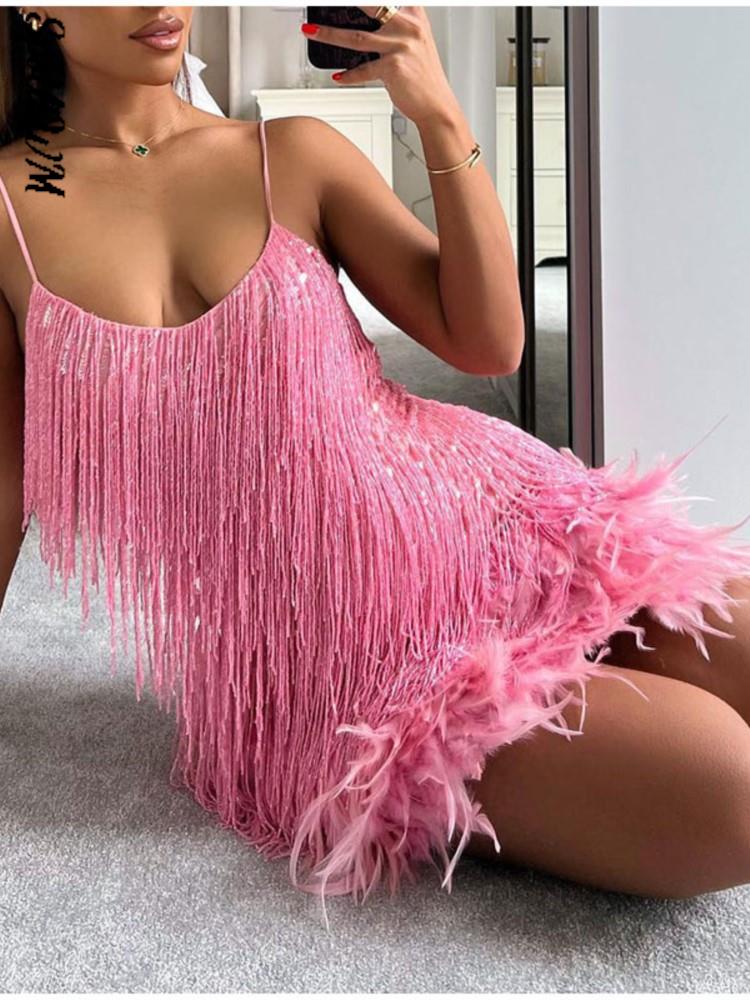 Sexy Women's Feather Stitching Dress