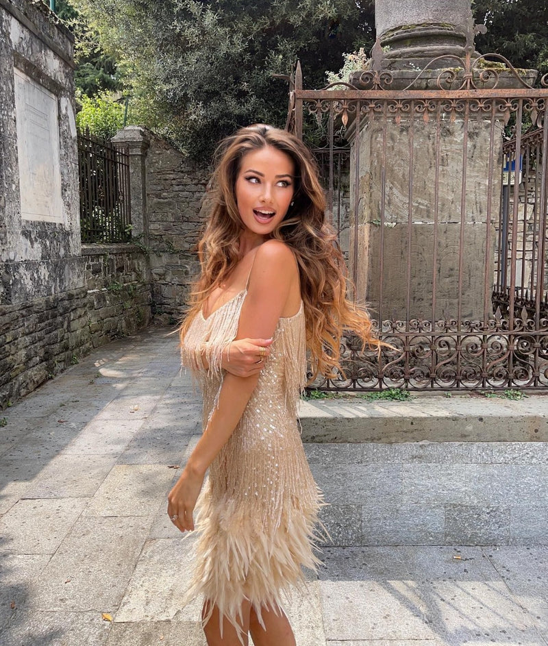 Sexy Women's Feather Stitching Dress