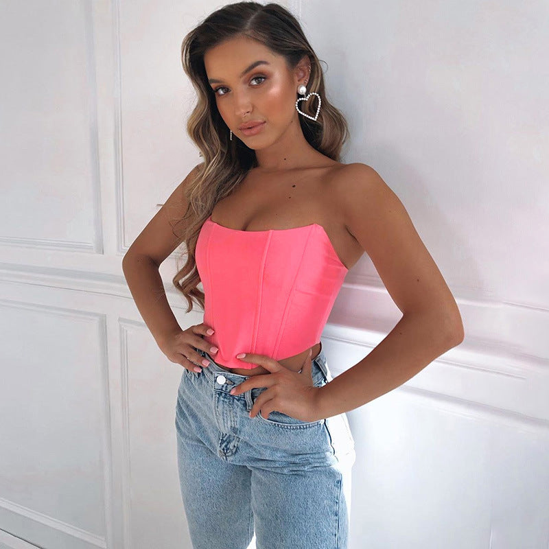Sleeveless Off Shoulder Velvet Fashion Sexy Corset Crop Tops Vest