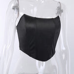 Sleeveless Off Shoulder Velvet Fashion Sexy Corset Crop Tops Vest