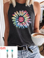 Sleeveless T shirt Tee Life Is Good Floral Tank Top Summer O neck Tops