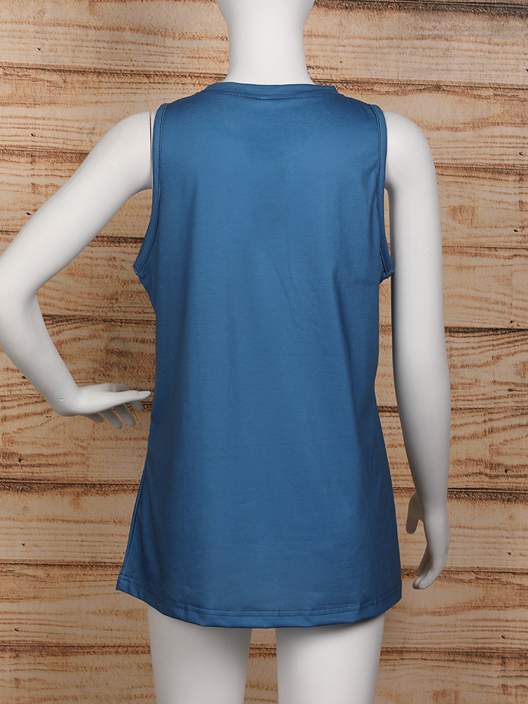 Sleeveless T shirt Tee Life Is Good Floral Tank Top Summer O neck Tops