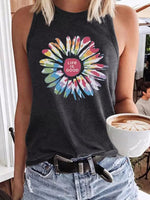 Sleeveless T shirt Tee Life Is Good Floral Tank Top Summer O neck Tops