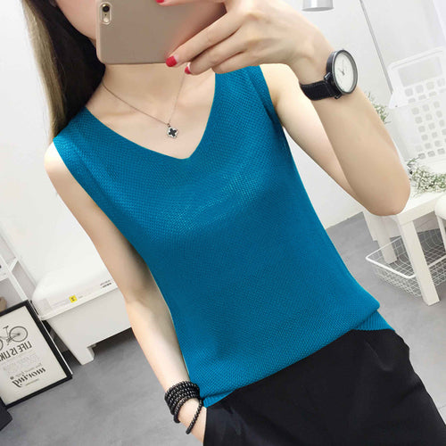 Spring and Summer Female 2019 New Hollow Knitted vest Loose Outside