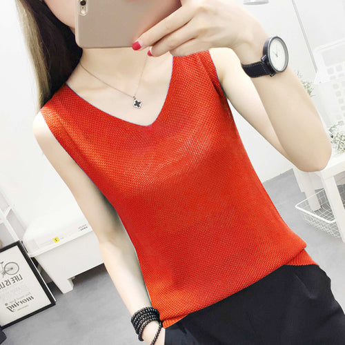 Spring and Summer Female 2019 New Hollow Knitted vest Loose Outside