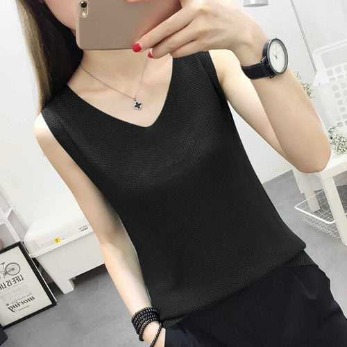 Spring and Summer Female 2019 New Hollow Knitted vest Loose Outside