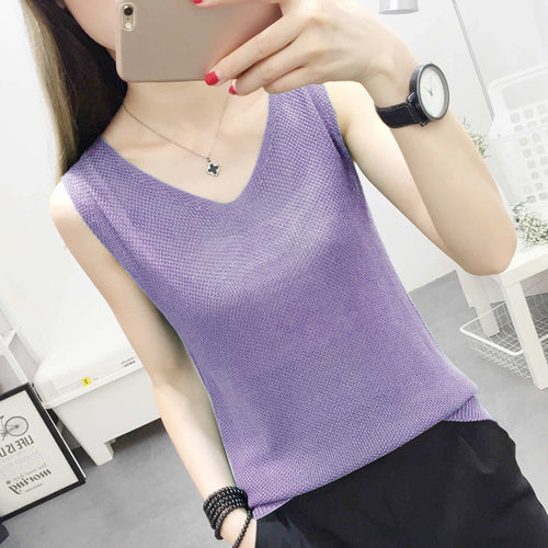Spring and Summer Female 2019 New Hollow Knitted vest Loose Outside