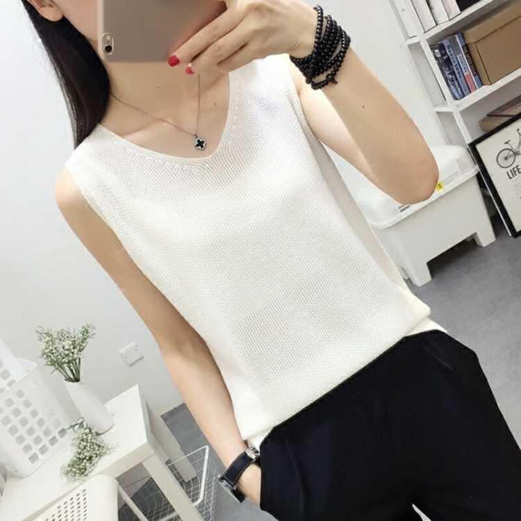 Spring and Summer Female 2019 New Hollow Knitted vest Loose Outside