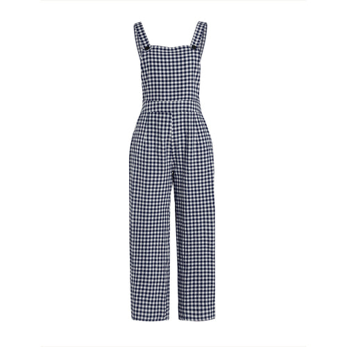 Square Neck Sleeveless Women's Loose Workwear Print Check Decoration