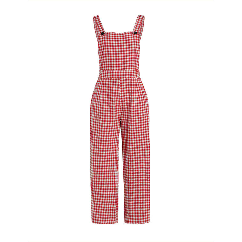 Square Neck Sleeveless Women's Loose Workwear Print Check Decoration
