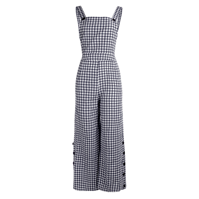 Square Neck Sleeveless Women's Loose Workwear Print Check Decoration