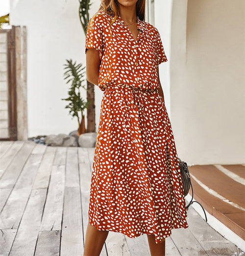 Summer Polka Dot Midi Dress