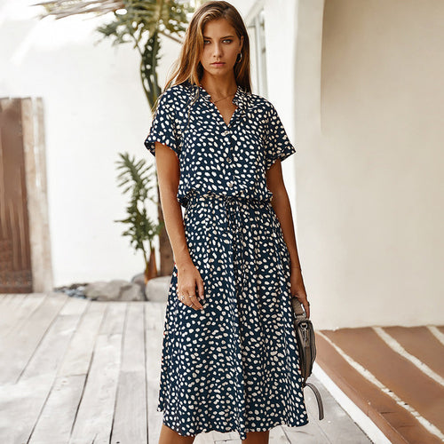 Summer Polka Dot Midi Dress