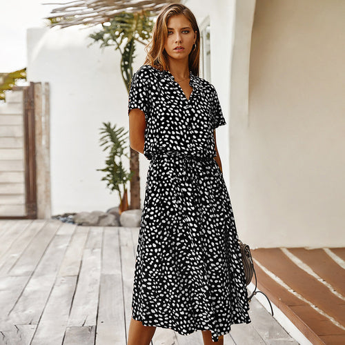 Summer Polka Dot Midi Dress