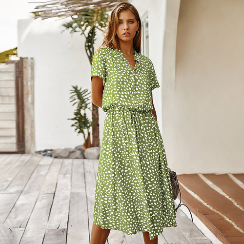 Summer Polka Dot Midi Dress