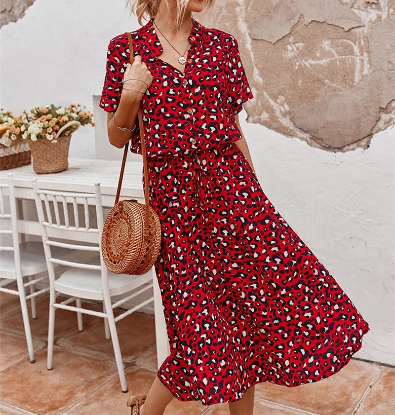 Summer Polka Dot Midi Dress