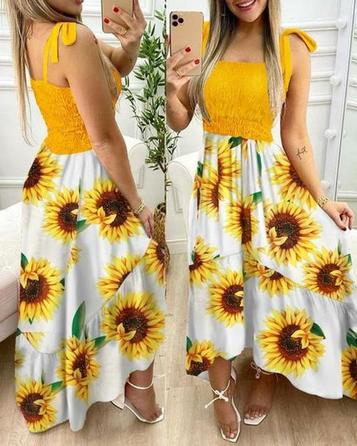 Summer Sexy Spaghetti Strap Floral Print Maxi Dress