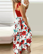 Summer Sexy Spaghetti Strap Floral Print Maxi Dress